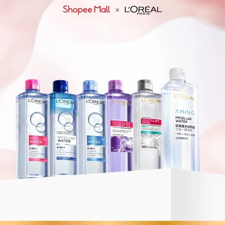 [AMINO MICELLAR MỚI] Nước tẩy trang làm sạch sâu, loại bỏ bụi bẩn & trang điểm 3-in-1 L'Oreal Paris Micellar Water 400ml
